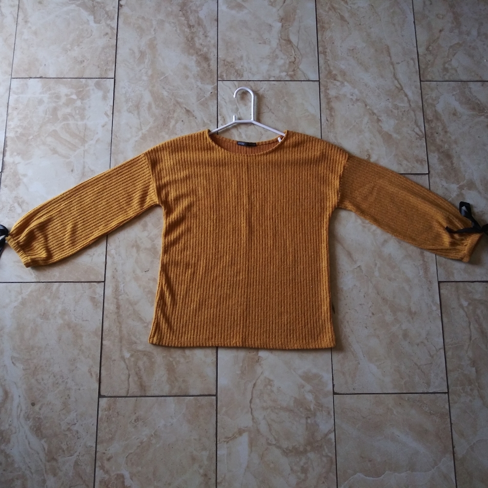 Mustard yellow boat neck blouse